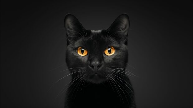 Black cat wallpaper 4K for PC.