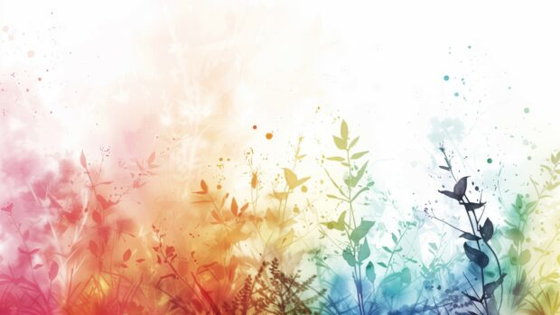 Blooming floral watercolor desktop background with a variety of colors.