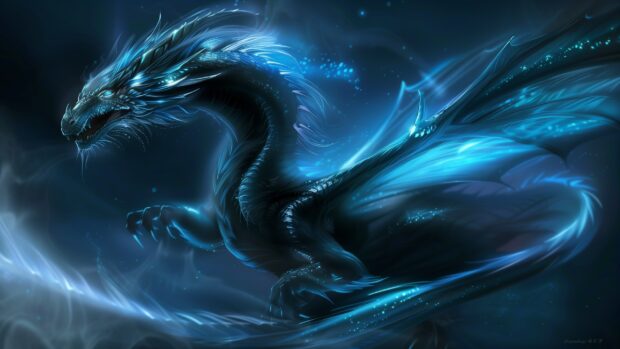 Blue Fire dragon wallpaper (2).