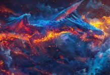 Blue Fire dragon wallpaper 4K.