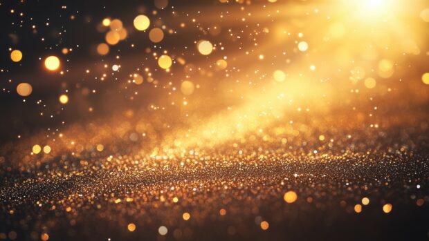 Brilliant golden glitter 2K background with a warm effect.