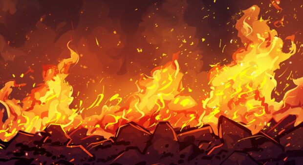 Cartoon hot fire art desktop background .