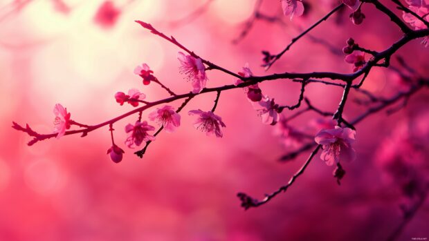 Cherry blossom 4K desktop background with a delicate and artistic design.