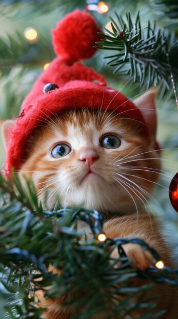 Christmas cat wallpaper iPhone Free download.