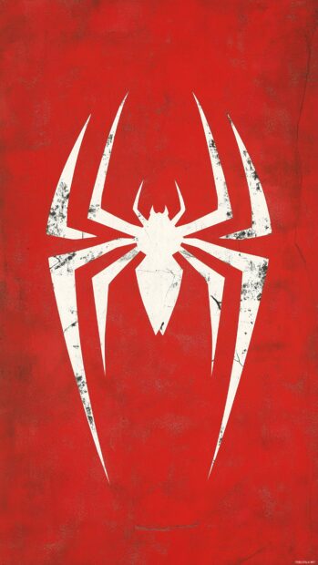 Classic 4K Spiderman logo with a distressed texture on a plain red background.