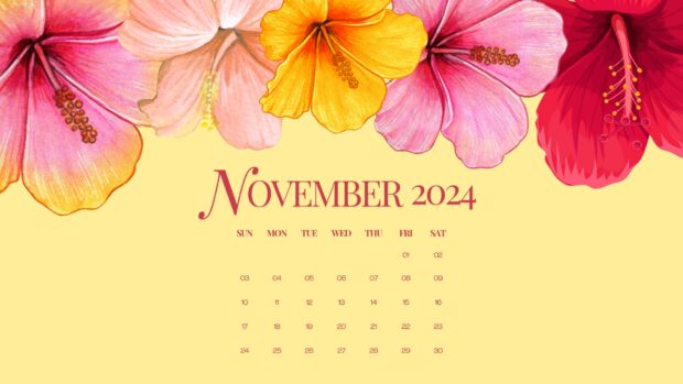 Colorful November 2024 Calendar Desktop Wallpaper.