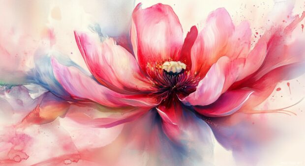 Colorful watercolor flower HD desktop wallpaper with artistic flair.