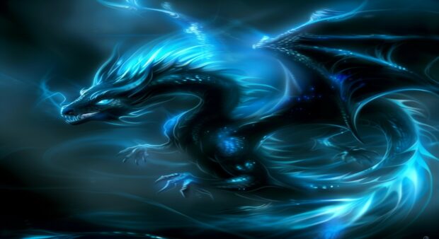 Cool Blue Fire dragon wallpaper.