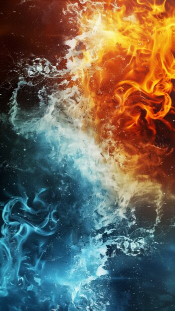 Cool Fire and water wallpaper.