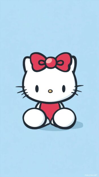 Cute Hello Kitty sitting down with a small smile.