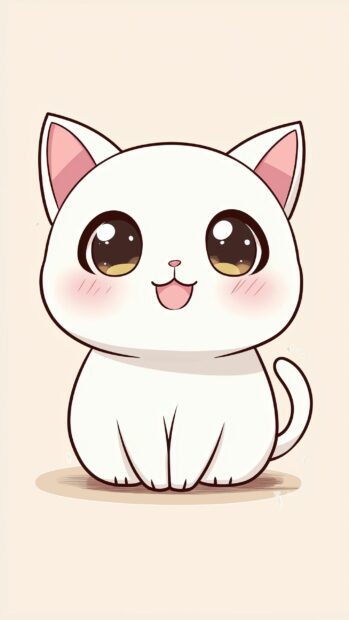 Cute cat in the style of Kawaii.