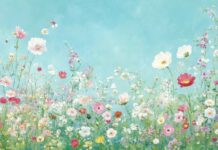 Cute garden flower background HD with a playful design and cheerful blooms.