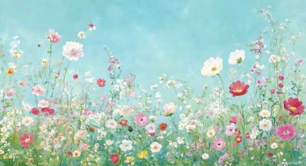 Cute garden flower background HD with a playful design and cheerful blooms.