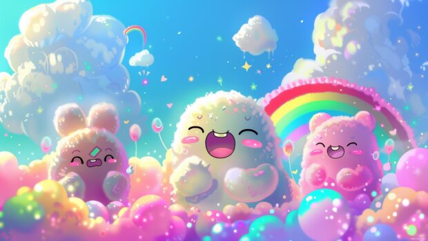 Cute rainbow 4K desktop background.