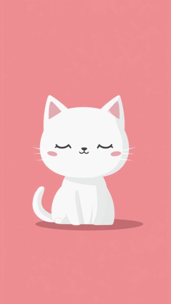 Cute small cat in the style of Kawaii wallpaper.