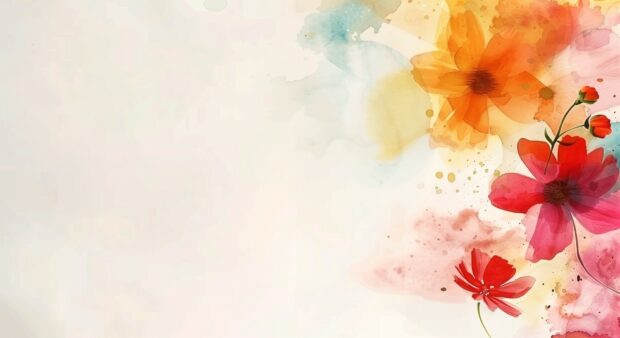 Delicate flower watercolor desktop HD wallpaper with intricate details.