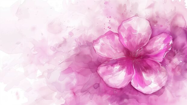 Delicate flower watercolor desktop background with intricate details.