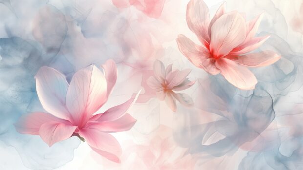 Delicate flower watercolor wallpaper 4K with intricate details.