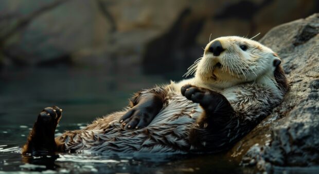 Explore the curious antics of playful sea otters floating on their backs.