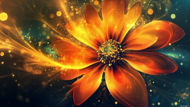 Fiery orange flower wallpaper 4K with vivid tones.