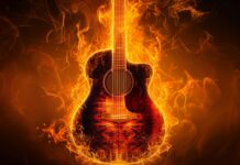 Fire Guitar wallpaper HD for desktop.