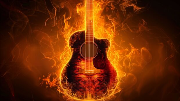 Fire Guitar wallpaper HD for desktop.