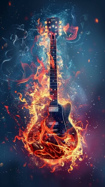 Fire Flaming Guitar wallpapers Free Download