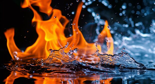 Fire and water desktop HD wallpaper.