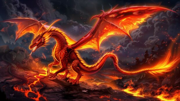 Fire dragon wallpaper 2560x1440p.