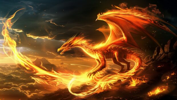 Fire dragon wallpaper 4K.