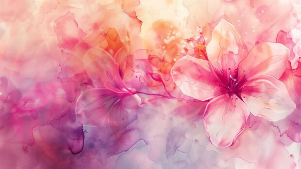 Floral watercolor 4K wallpaper with a variety of colors.