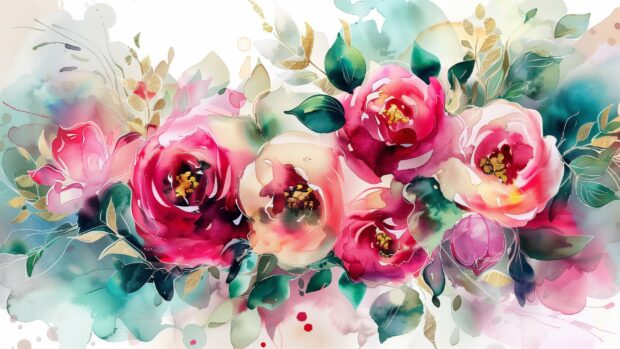 Floral watercolor background HD with a bouquet of colors.