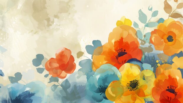 Floral watercolor background HD with a bouquet of colors.