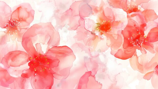 Floral watercolor background with blooming flowers (2).