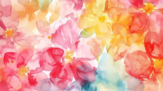 Floral watercolor wallpaper HD with a bouquet of colors.