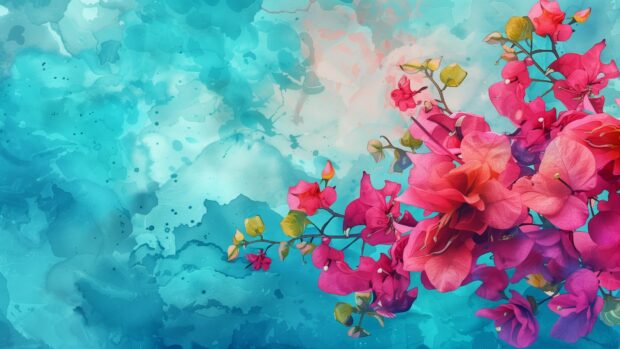 Flower watercolor background 1080p with intricate petal details.