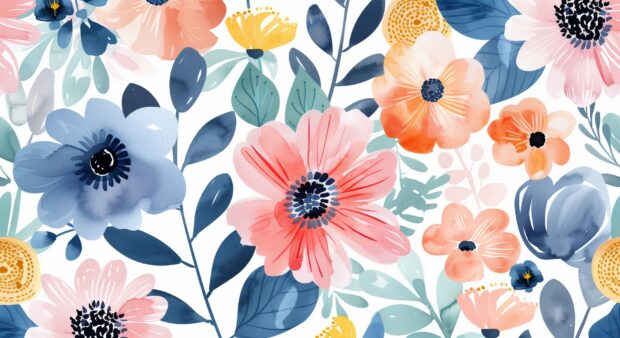 Flower watercolor background with delicate details.