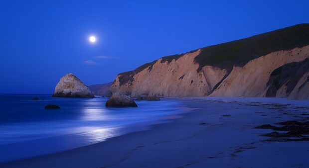 Free download California Beach at night desktop Wallpaper HD.