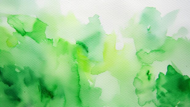 Fresh green watercolor desktop wallpaper with lively, vibrant hues.