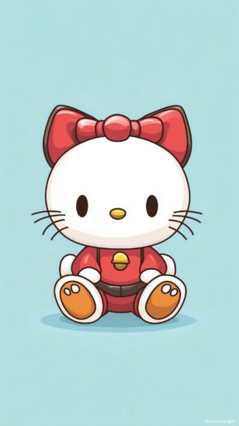 Hello Kitty sitting down with a small smile, cute phone wallpaper.