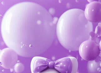 Hello Kitty surrounded by kawaii purple candy and sweets, wallpaper for iPhone.