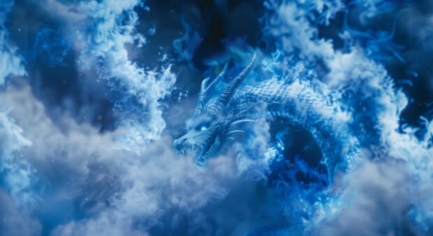 Hot Blue Fire dragon HD background.