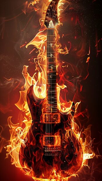 Hot Fire Guitar wallpaper HD for iPhone.