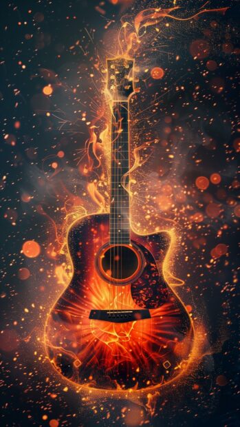 Hot Fire Guitar wallpaper HD for mobile devices.