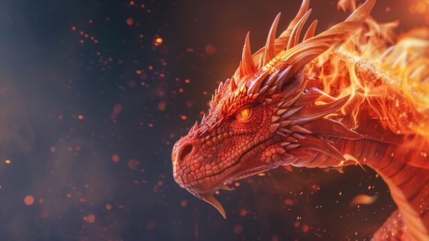 Hot Fire dragon wallpaper 4K for PC.