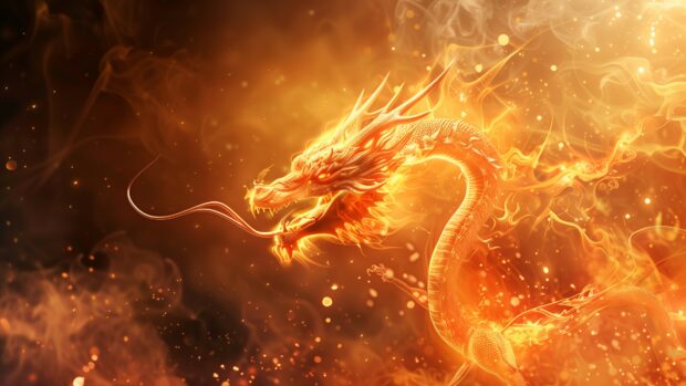 Hot Fire dragon wallpaper 4K for desktop.