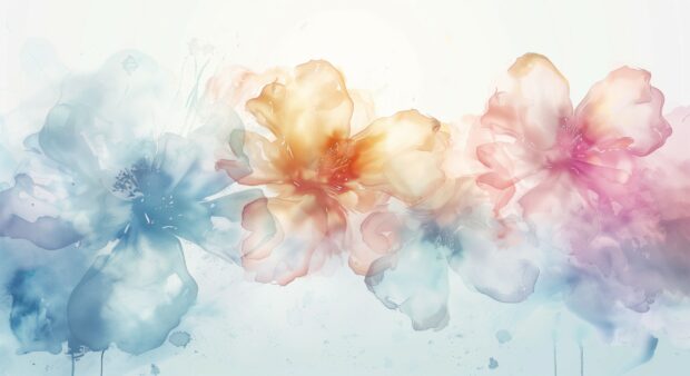 Intricate floral watercolor wallpaper with delicate, detailed hues.