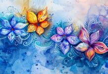 Intricate flower watercolor wallpaper HD with delicate details.