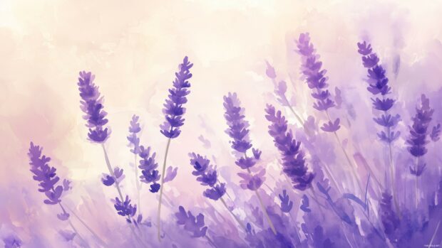 Lavender watercolor 4K wallpaper with serene and artistic watercolor effects.