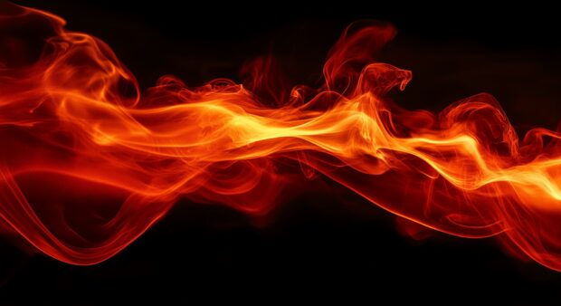 Layered waves of red flames flowing horizontally, creating a dynamic and powerful effect on a pure black background.